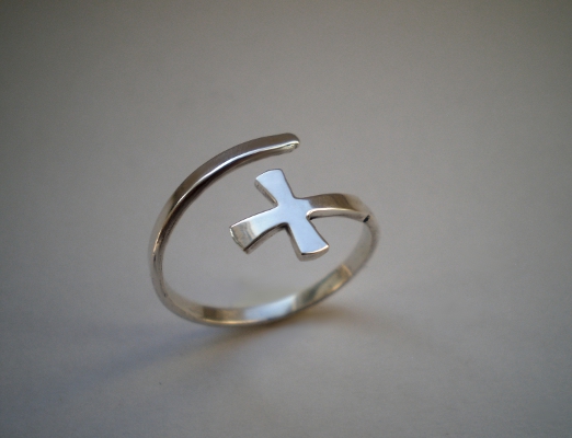 Klínový křížek - prsten - žluté, červené, bílé zlato