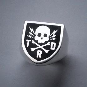 Stříbrný prsten s logem kapely The Rocket Dogz (+černý epoxid)