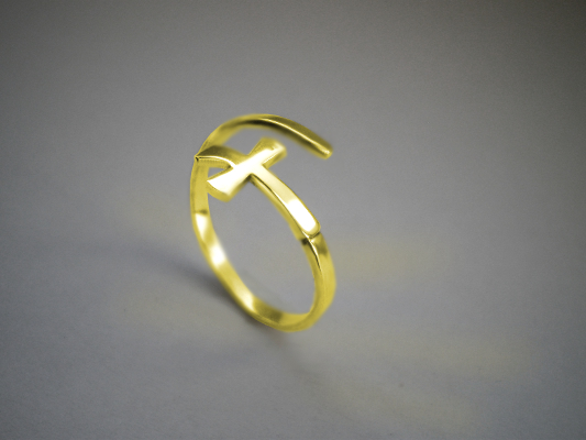 Klínový křížek - prsten - žluté, červené, bílé zlato