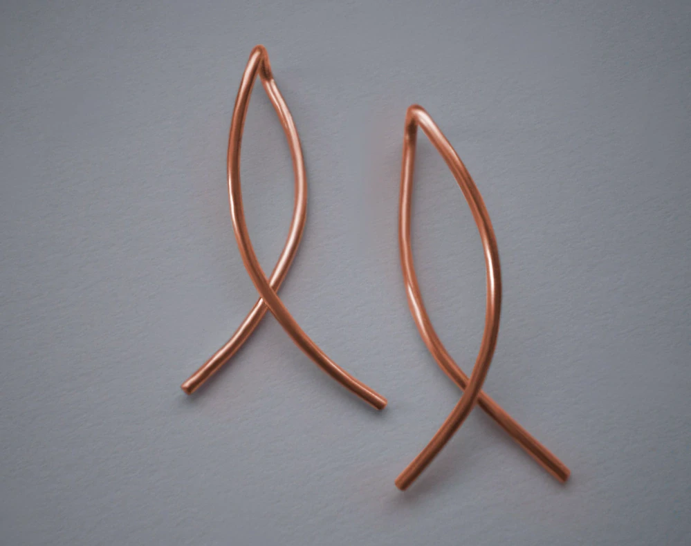 Drátěná křesťanská rybka - náušnice - žluté, červené, bílé zlato