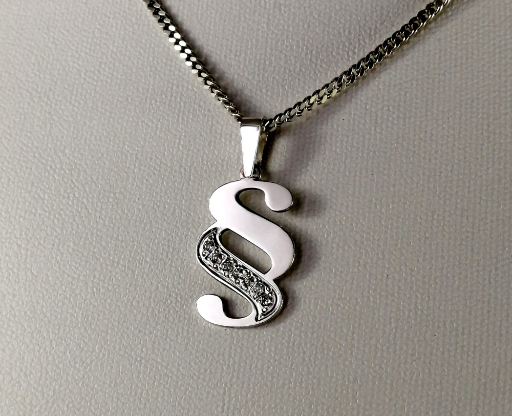 Paragraf s zirkony - přívěsek - žluté, červené, bílé zlato