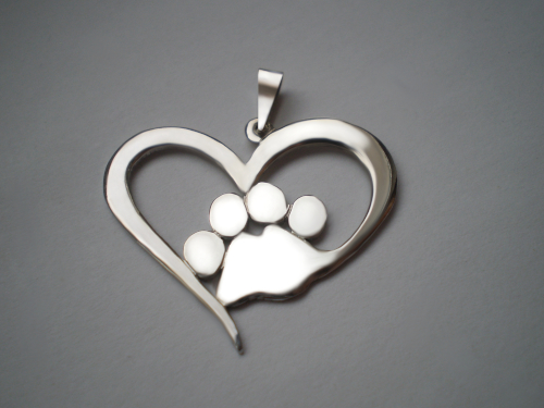 Srdíčko s tlapkou - přívěsek - žluté, červené, bílé zlato