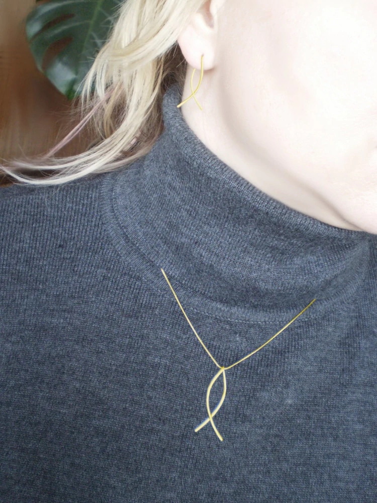 Drátěná křesťanská rybka - přívěsek - žluté, červené, bílé zlato