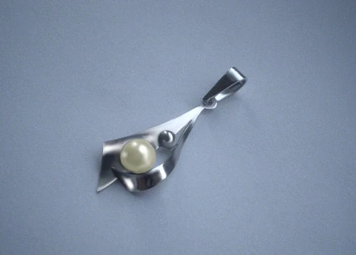 Romantická perla - přívěsek - černá, bílá