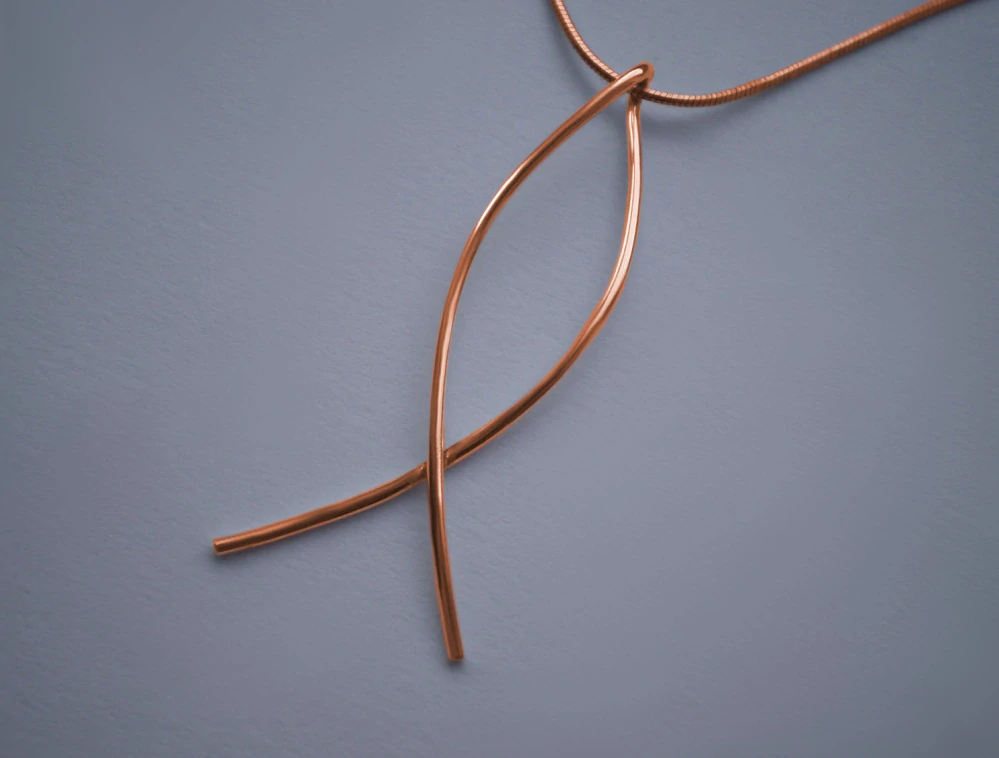 Drátěná křesťanská rybka - přívěsek - žluté, červené, bílé zlato