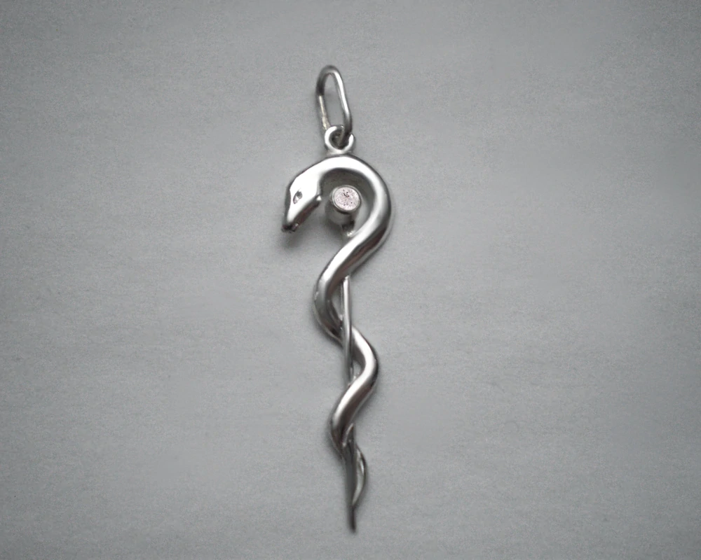 Aesculapova hůl (menší) s zirkonem - přívěsek - žluté, červené, bílé zlato