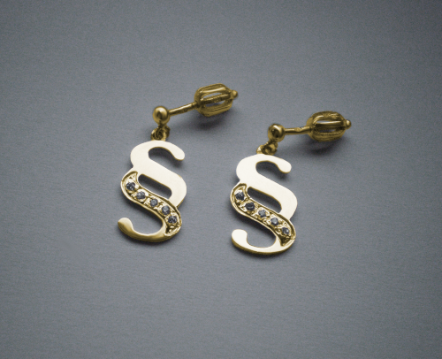 Paragraf s zirkony - náušnice - žluté, červené, bílé zlato