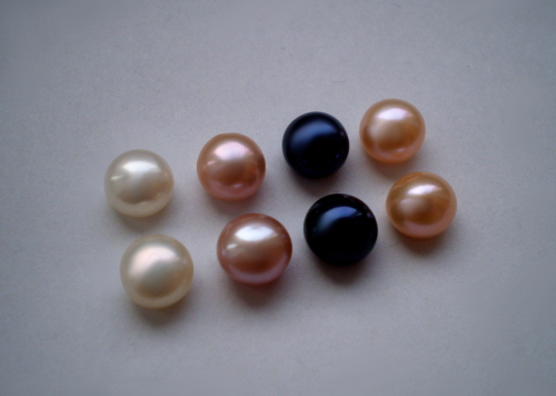 Dvě perly - prsten - černá, bílá, fialková, růžová - žluté, červené, bílé zlato