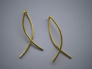 Drátěná křesťanská rybka - náušnice - žluté, červené, bílé zlato