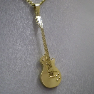 Elektrická nebo akustická kytara (na zakázku s naceněním) - přívěsek - žluté, červené, bílé zlato