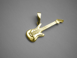 Elektrická kytara - přívěsek - žluté, červené, bílé zlato