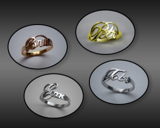 Prořezaný prsten se jménem (na zakázku s naceněním) - žluté, červené, bílé zlato