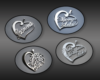 Srdíčko se jmény dle přání (na zakázku s naceněním) - přívěsek