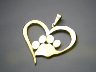 Srdíčko s tlapkou - přívěsek - žluté, červené, bílé zlato